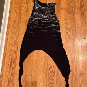 Black and White Sleeveless tunic drapey tank top goth